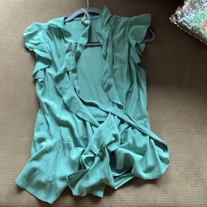 Green Tie-around Peplum Top